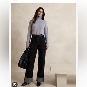 High Waisted BR Pleated Wide Leg Jeans Size 30